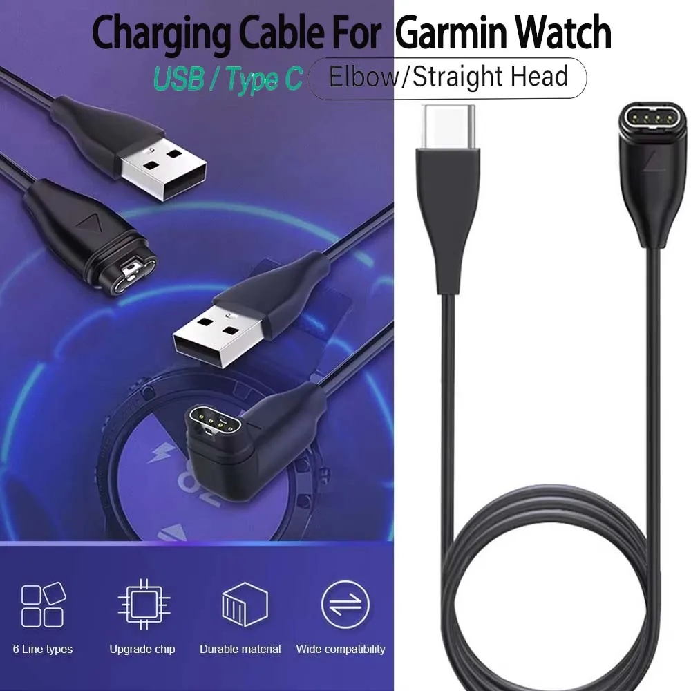1M/3.3FT USB C Charging Cable For Garmin Fenix 7 7S 7X 6 6S 6X 5 5X 5S Plus Vivoactive 3 Forerunner 945 935 245 255 Charger Dock