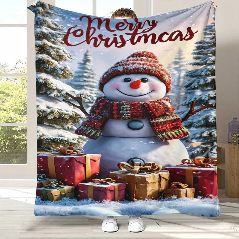 Merry Christmas Tree Santa Claus Fairy Tale Kid Gift Soft Flannel Throw Blanket,Cozy Blanket for Bed,Sofa,Living Room,Home Decor