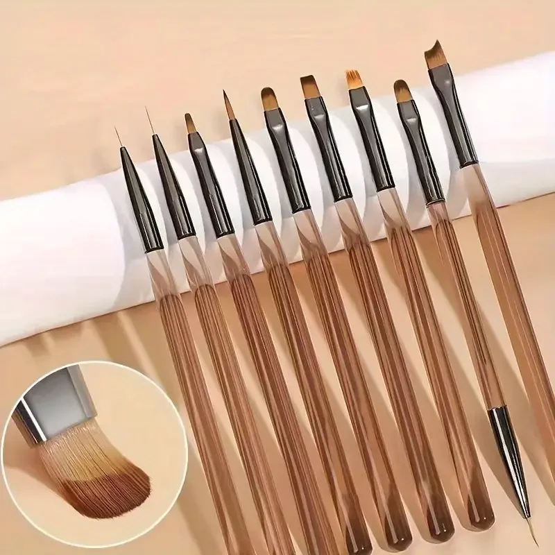 

1 Set 9 Sizes Nail Art Brushes French Brush Flower Design Acrylic Liner Nail Gel Brush DIY Nail Art Tools Dual Point Pen Tool