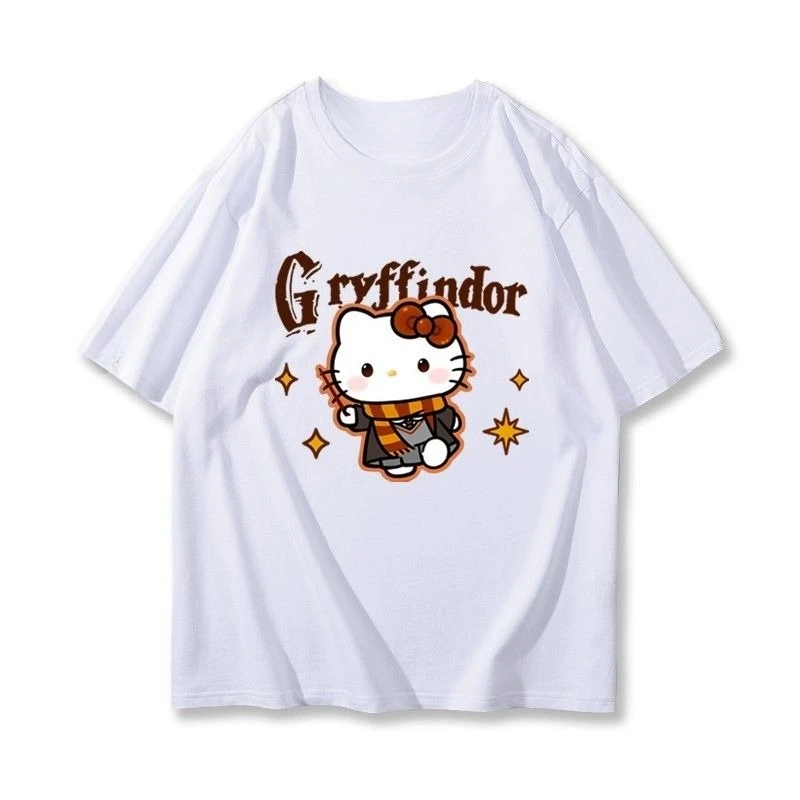 

Детская футболка Sanrio с мультяшным принтом, из чистого хлопка, дышащая, с круглым вырезом, модная футболка для родителей и детей, новинка лета 2026