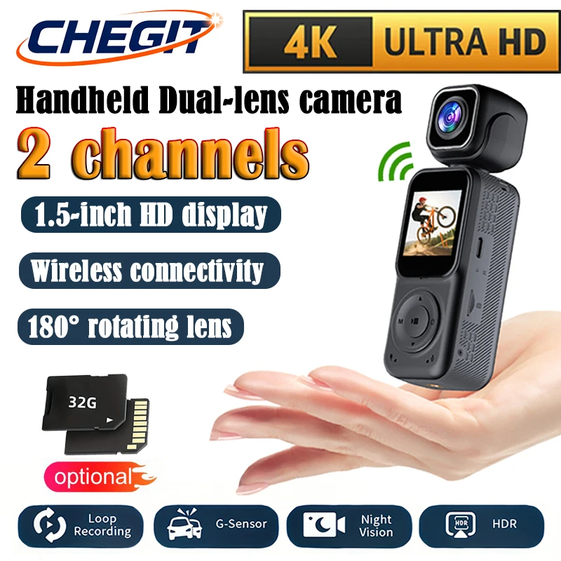 كاميرا 4K WiFi Ultra HD Mini كاميرا الشرطة المحمولة وظيفة الرؤية الليلية بالأشعة تحت الحمراء مناسبة لاستخدام الشرطة وركوب الدراجات في الهواء الطلق وما إلى ذلك #1