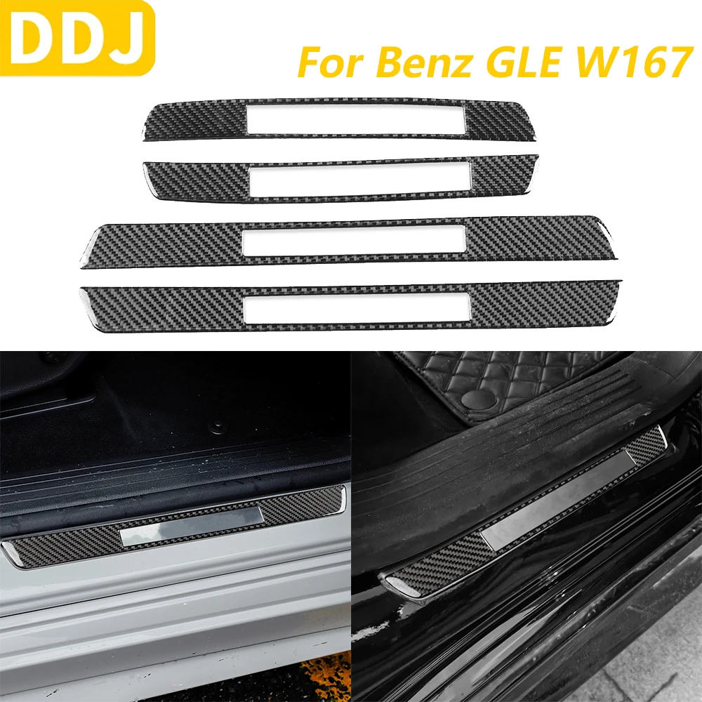 

For Mercedes-Benz W167 GLE 300 350 400 450 2019-2024 Carbon Fiber Car Accessories Door Threshold Sill Panel Cover Trim Sticker