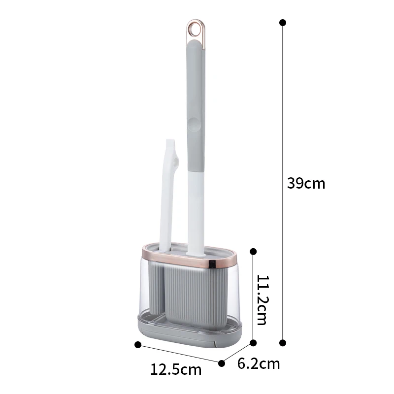 2-in-1 Silicone Toilet Brush with Long Handle and Transparent Base Anti-Drain Design for Easy Cleaning Brush Home Accessories