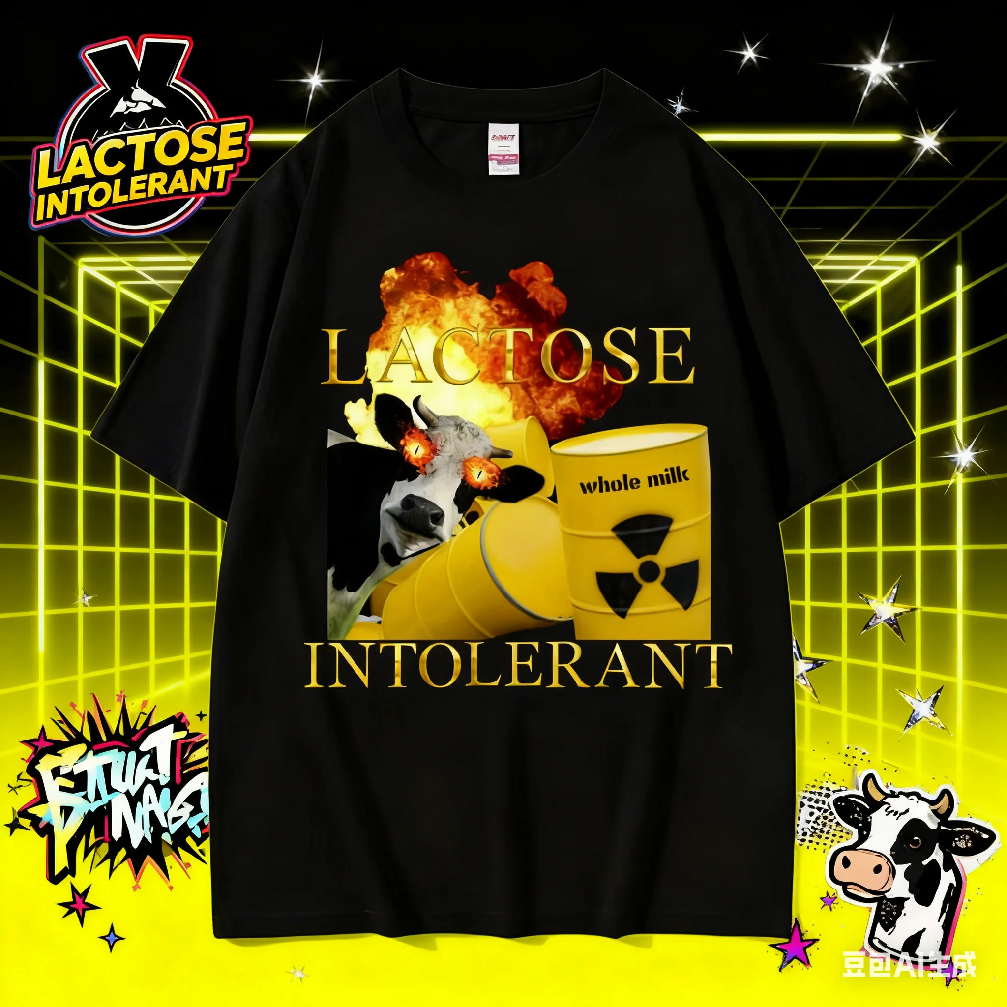 تيشيرتات رجالية كاجوال وعصرية عالية الجودة وكبيرة الحجم تتميز بلياقة البدنية برسومات ميمي في صيف 2025 #1