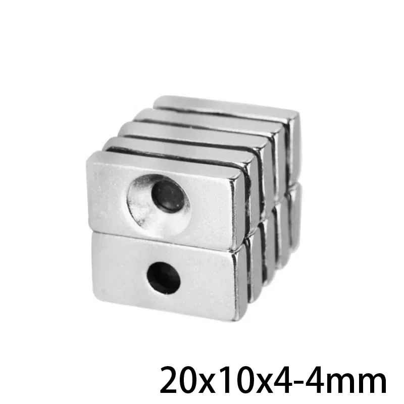 20x10x4-4 Strong Quadrate Neodymium Magnet Hole 4mm NdFeB Magnetic 20x10x4-4mm Block Rare Earth Magnets 20*10*4-4 mm