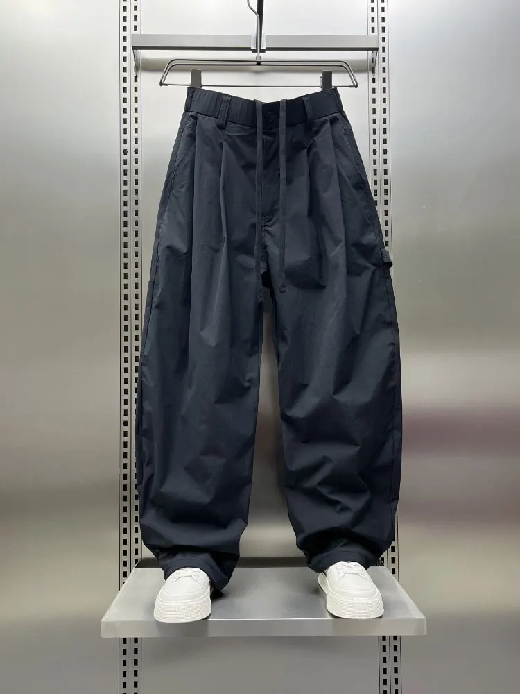 

Мужские летние рабочие брюки прямого кроя, свободные, с плиссировкой, быстросохнущие, повседневные, модные, широкие, с эффектом «ножевого» кроя