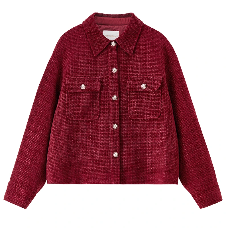 SENTUBILA Damen-Chenille-Steppmantel, 2025, Winter-Umlegekragen, lockere Jacke mit tief angesetzter Schulter, elegantes warmes Oberteil 154WA3687