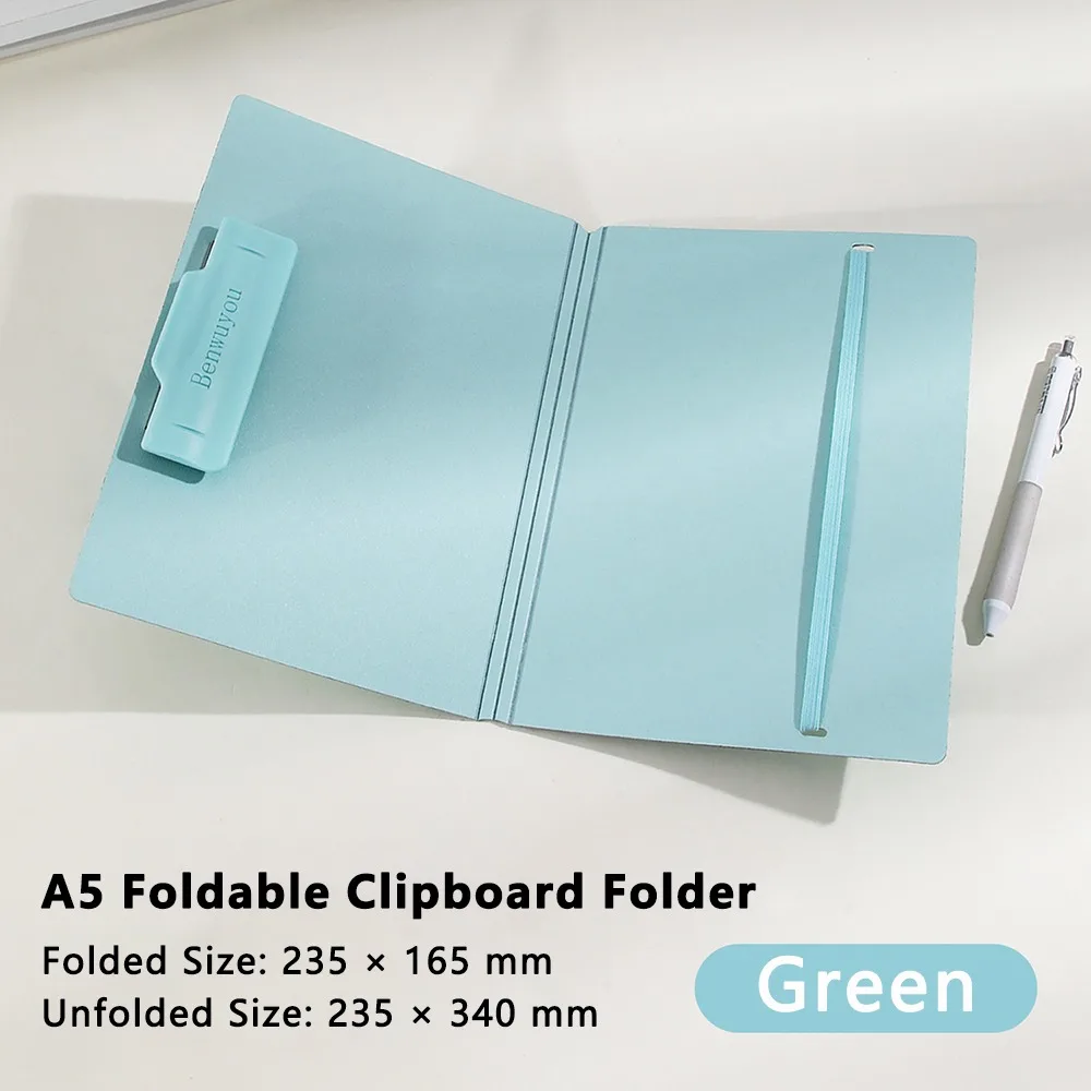 

1pc Portable PP A5 Clipboard Folder Morandi Color Foldable Clipboard with Elastic Strap Document Holder Students