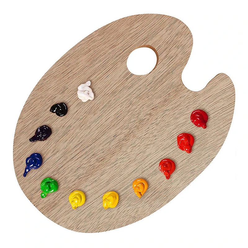 1 Pcs Wooden Oval Palette,Acrylic Palette,Fine Arts Oil Painting Palette,Gouache Acrylic Painting Palette HH-03