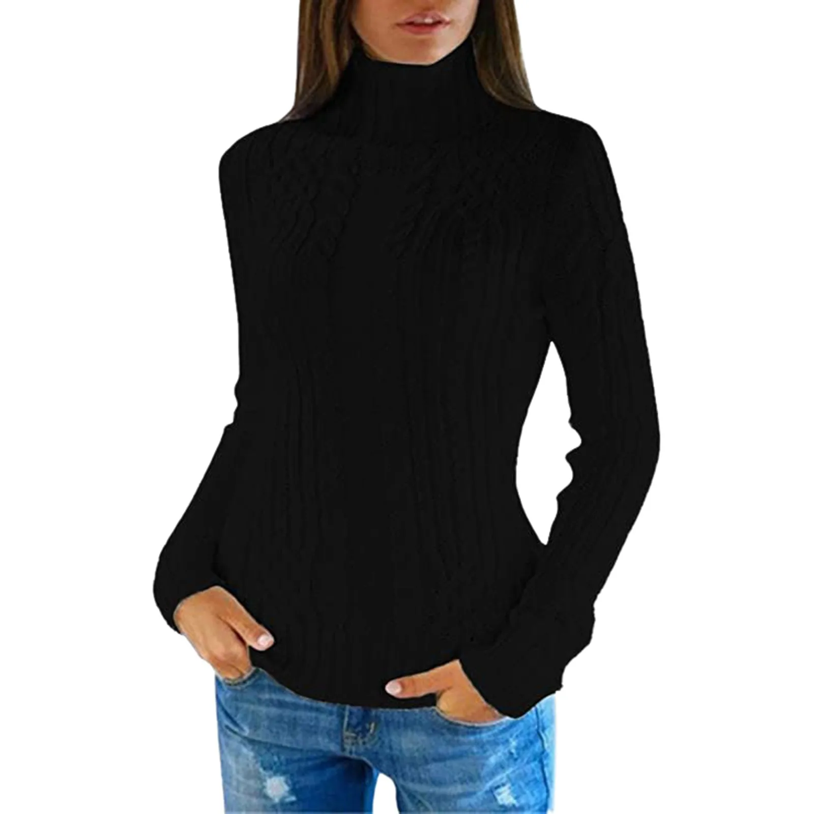 Cashmere Sweater Women Knitted Sweaters Wool Turtleneck Long-Sleeve Pullover Winter Autumn Jumper Clothes Female Tops