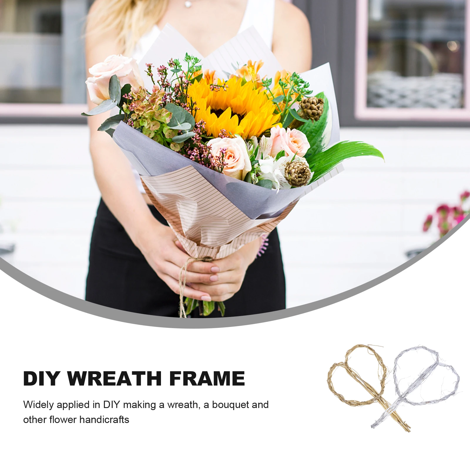 

2 Pcs Reflective Heart Garland Bachelorette Wood Bouquet Flower Arrangement Decor