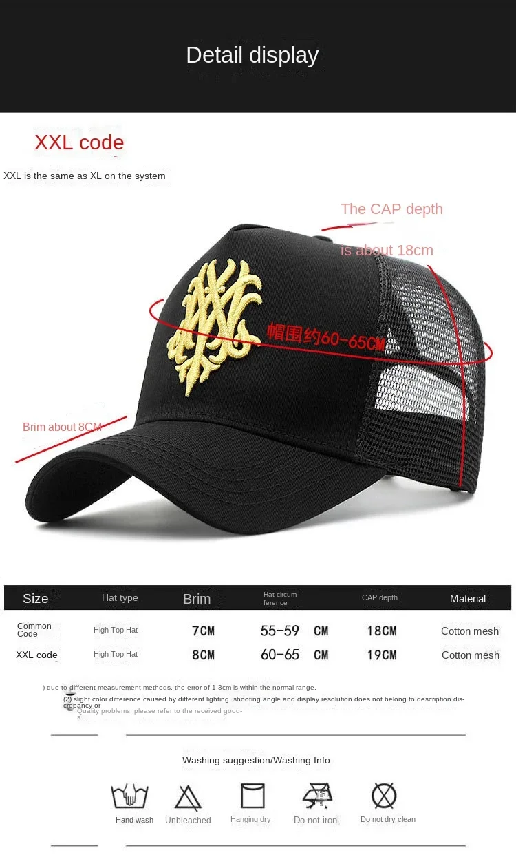 Oohmy-Baseballmützen für kleine und große Köpfe, Übergröße, für Herren und Damen, Netzstoff, Outdoor, Sportkappen, Papa, Übergröße, Trucker-Kappe, 56–60 cm, 60–65 cm – Detail 10