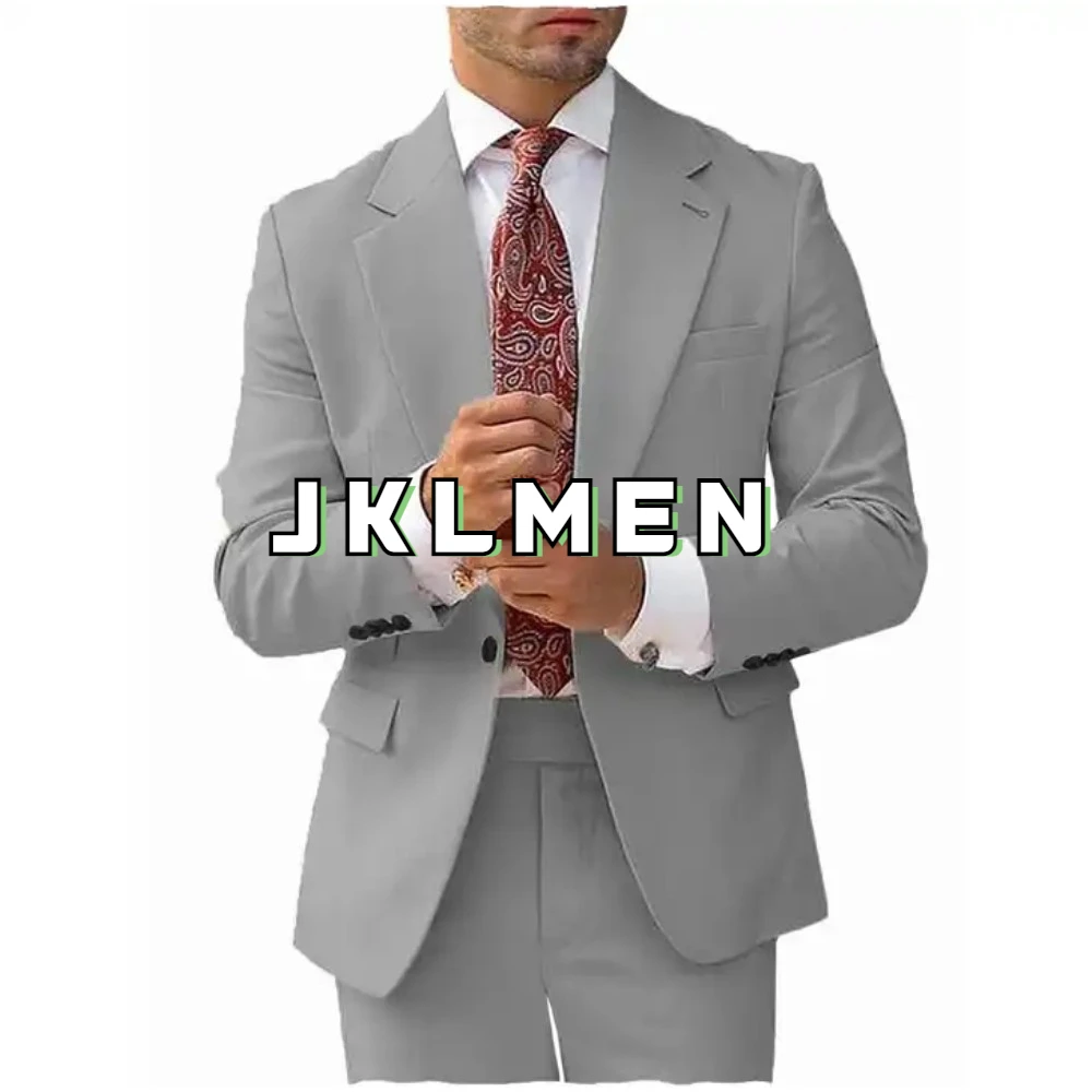 

Silver Men Suits Regular Fit Notch Lapel Business Man Clothing Wedding Party Prom Tuxedo Groom Terno Masculino Costume Homme