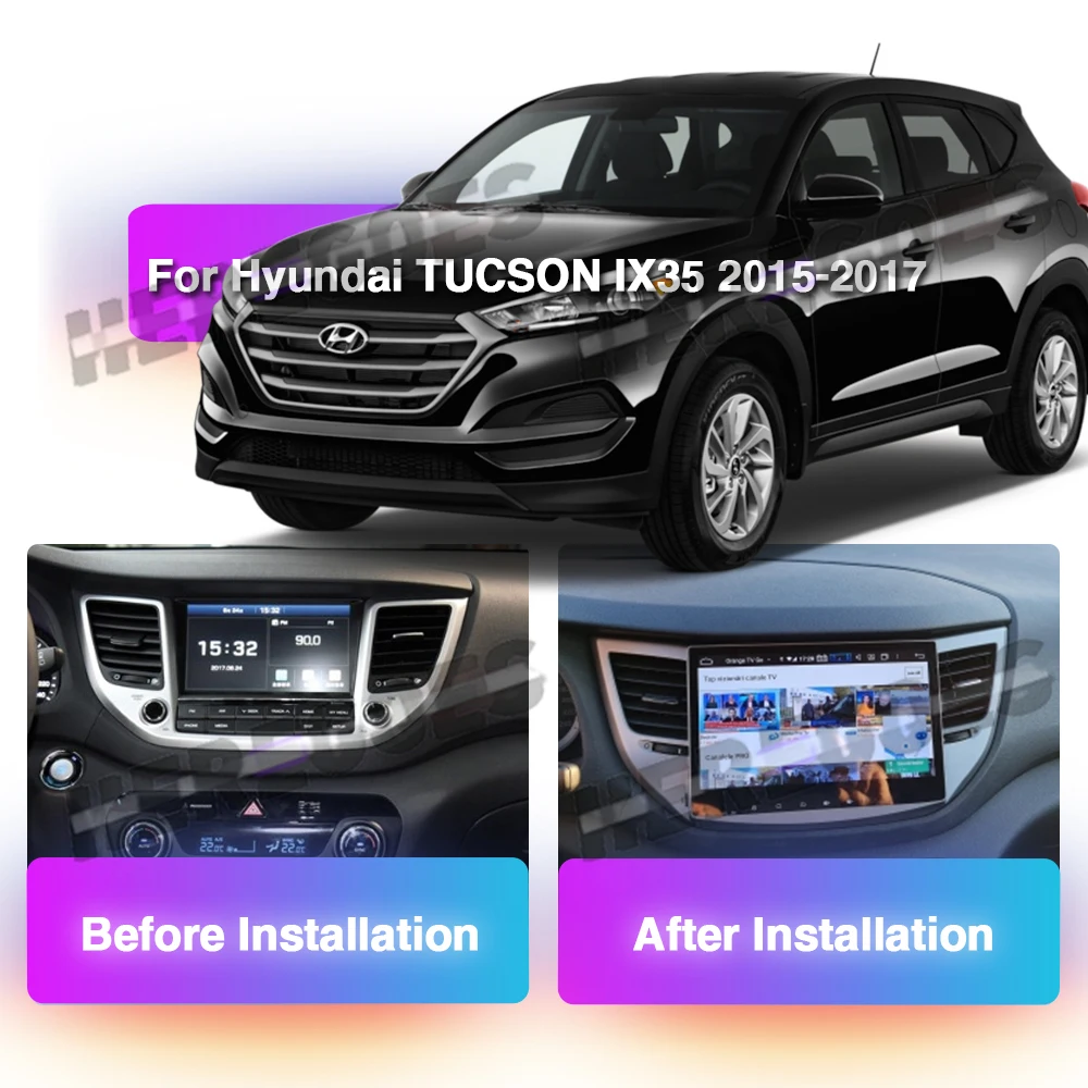 Carplay PX6 2DIN Android 11 Car DVD Player For Hyundai IX35 TUCSON 2015 2016 2017 GPS Radio Navigation BT Wifi RDS Stereo 8+128G