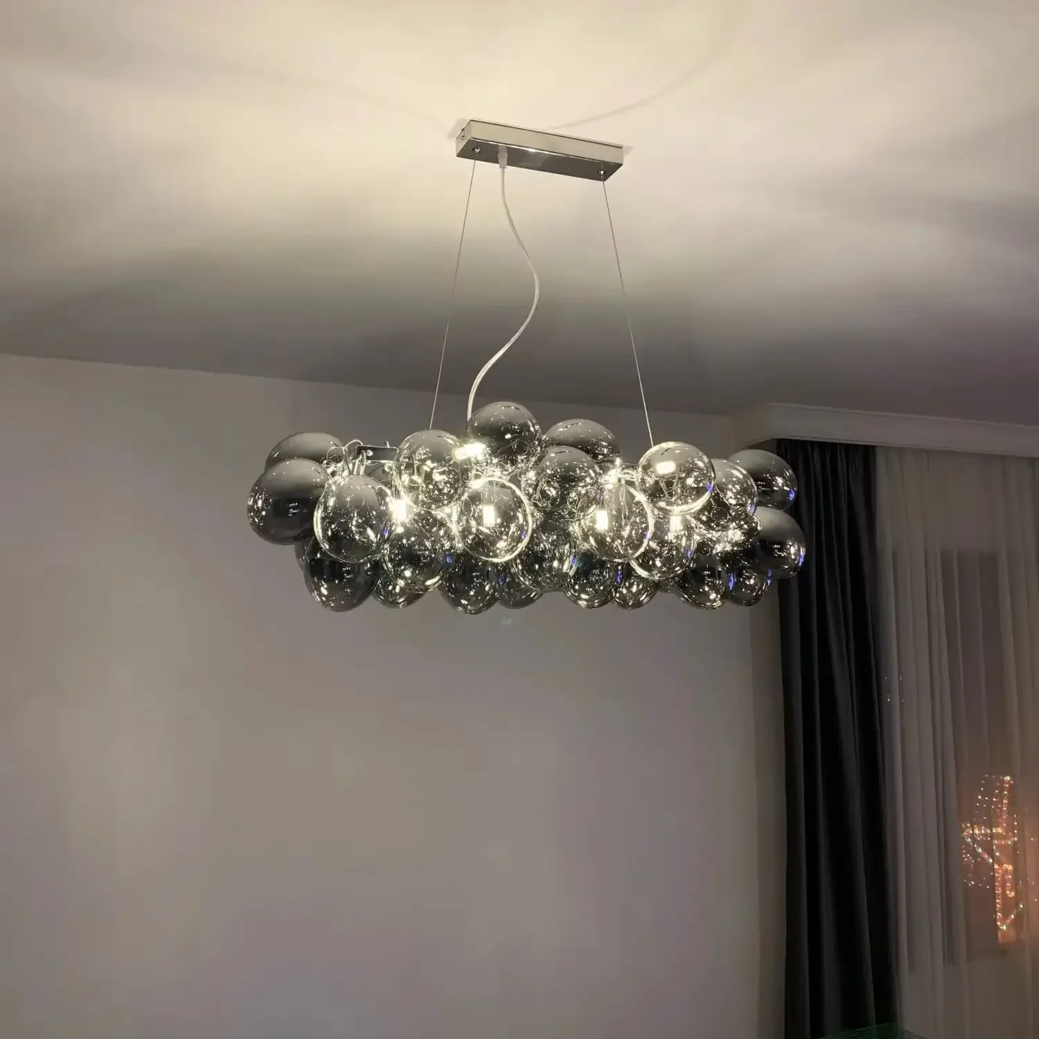 ‌Nordic Balloon Bubble Chandelier Creative LED Lighting for Bedroom Kids Room Living Room Restaurant Grape Cluster Pendant Light