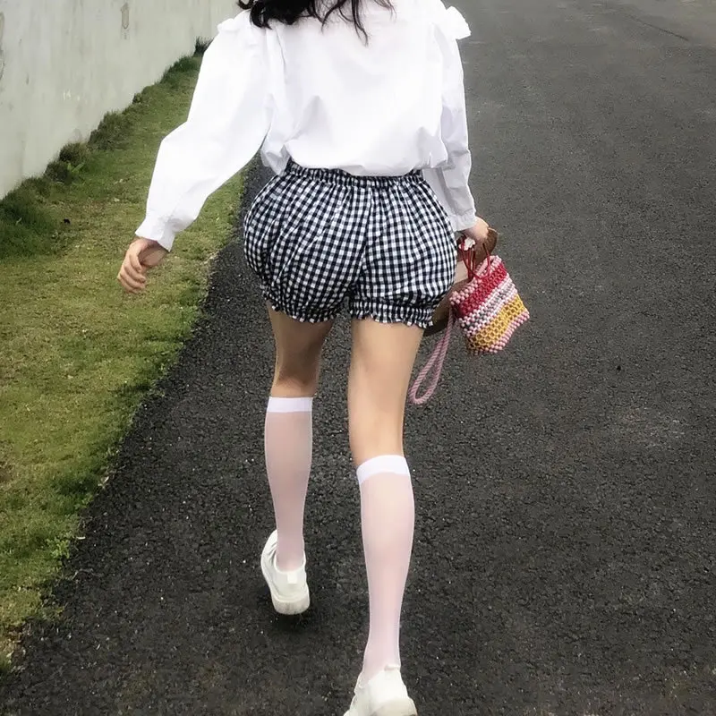 2 Paar Nylon über dem Knie hoch kawaii Studenten strümpfe Lolita Sommer Seide Knies trümpfe Rohr jk Mädchen lange weiße schwarze halbe Socken – Detail 9