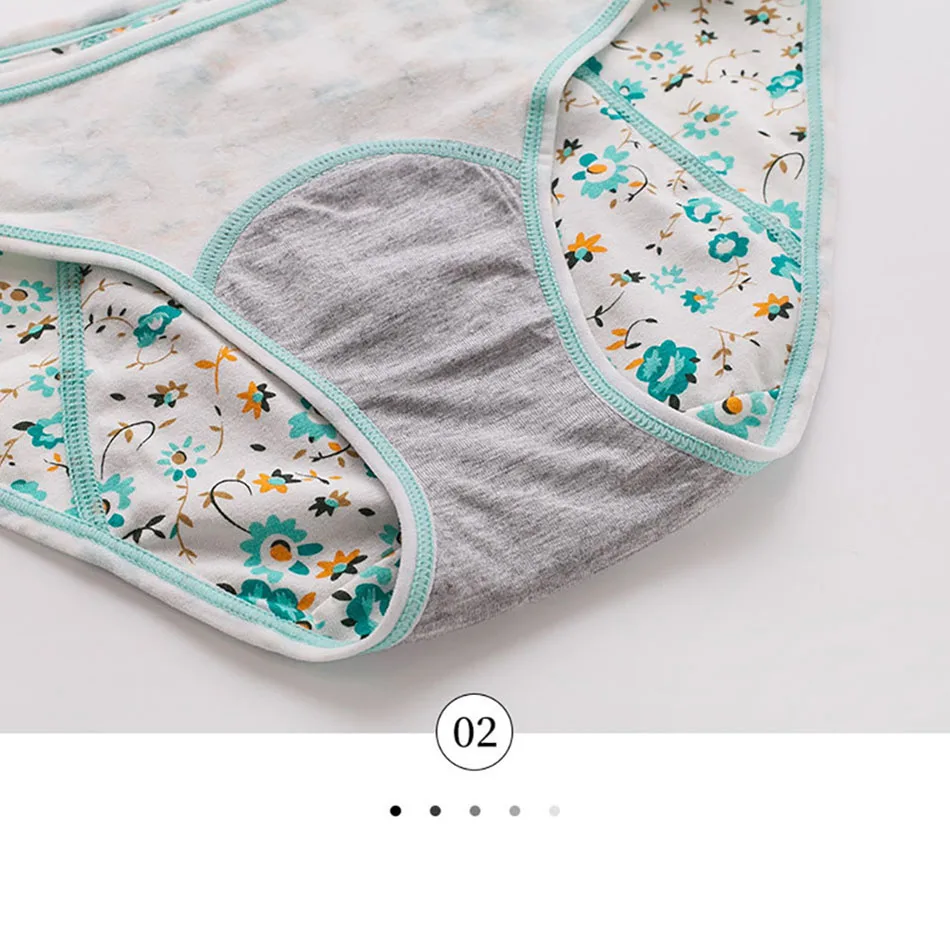 Shredded Flower Print Period Girls Underwear Leak-Proof Active Teens Daily Menstrual Protection Panties