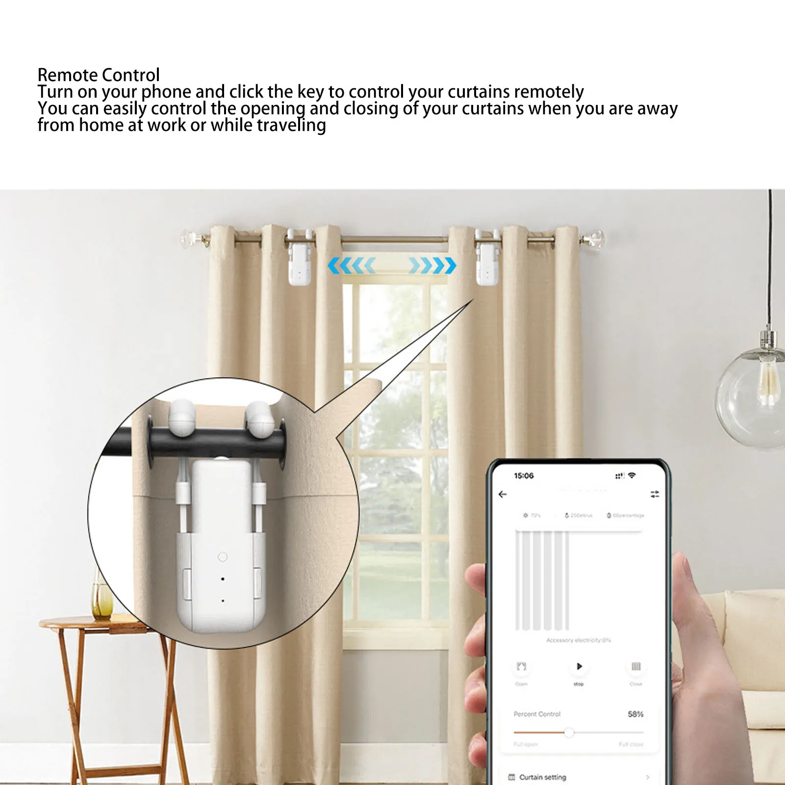 Automatyczny napęd do zasłon z timerem, zdalnym sterowaniem przez aplikację, sterowaniem głosowym, cichym silnikiem, elektryczny robot do zasłon z bramką dla rolet rzymskich.