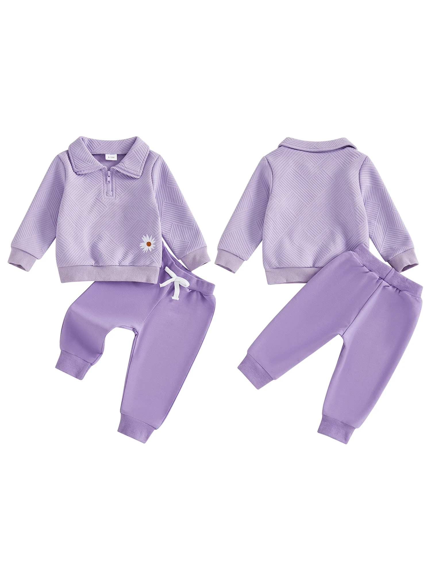 

Весенний ансамбль из двух предметов для маленьких девочек, топ с воротником с длинными рукавами и брюками на молнии — очаровательный комплект одежды для малышей