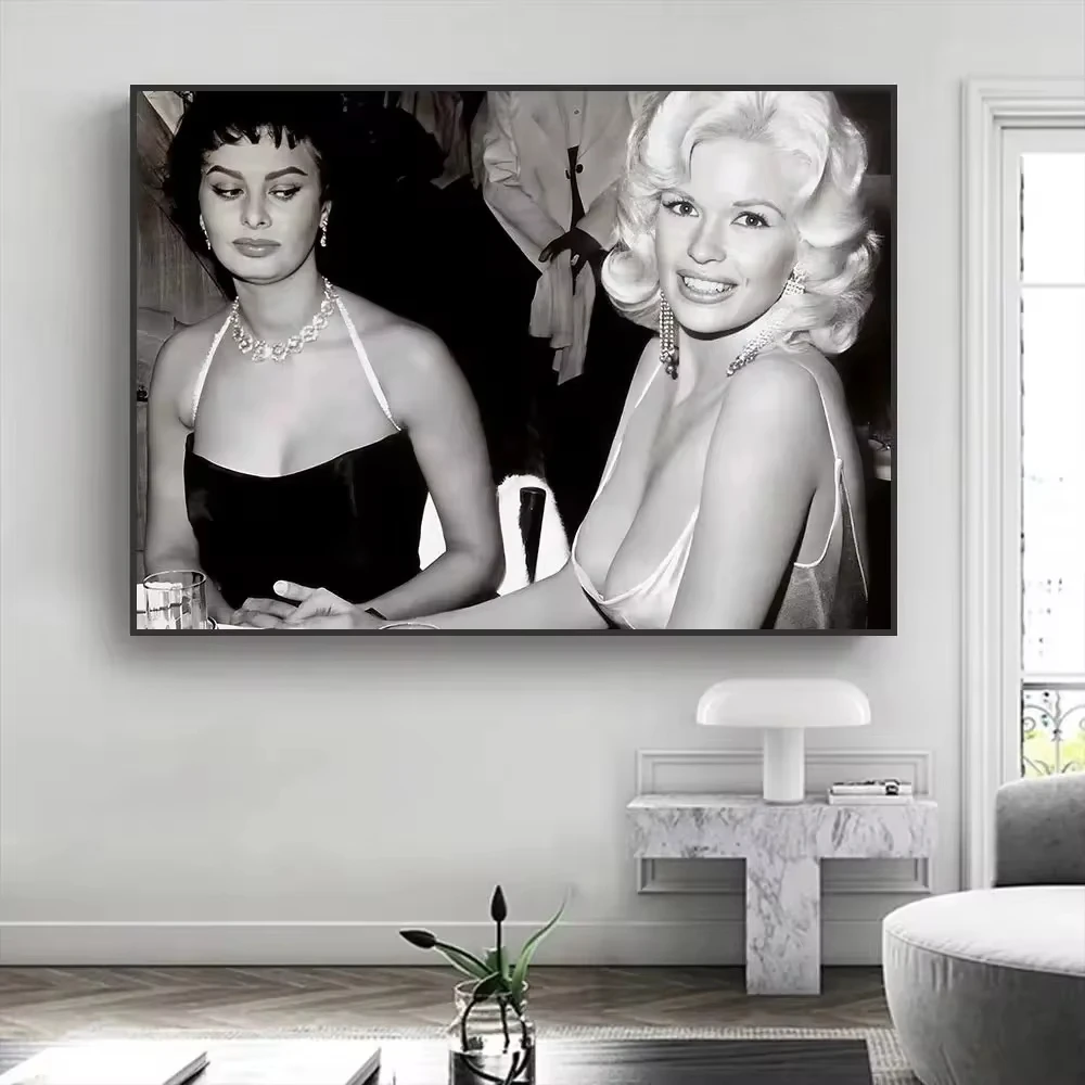 Sophia Loren Black and White Posters and Prints Movie Female Star Canvas Painting Retro Wall Artist Home Decorative Painting