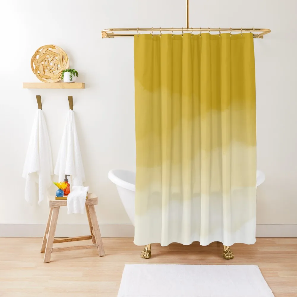 

Mustard Yellow Watercolor Ombre (yellow/white) Shower Curtain Anti-Mold Waterproof Shower For Shower Bathroom Accessory Curtain