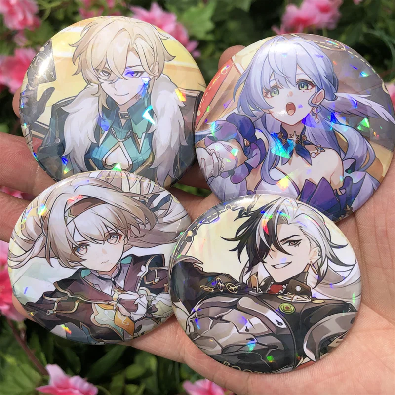 58mm Game Honkai: Star Rail Firefly Robin Cosplay Anime Badge Pin Tinplate Laser Brooch Accessories Prop