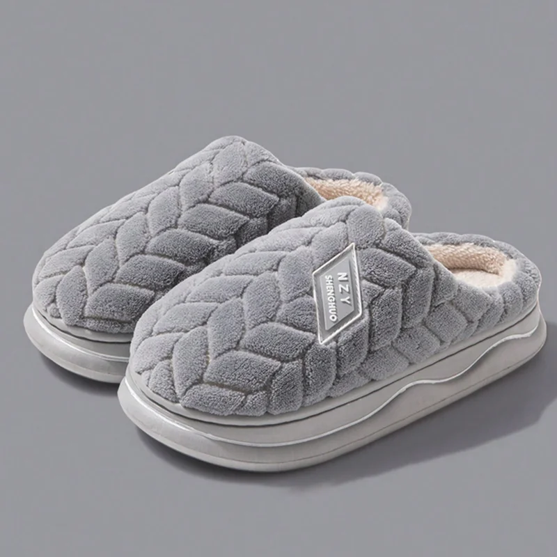 Rest Time Cotton Slippers Fluffy Soft Surface Gentle Lining Stable Anti Slip Bottom House Shoes for Bedroom Indoor Leisure