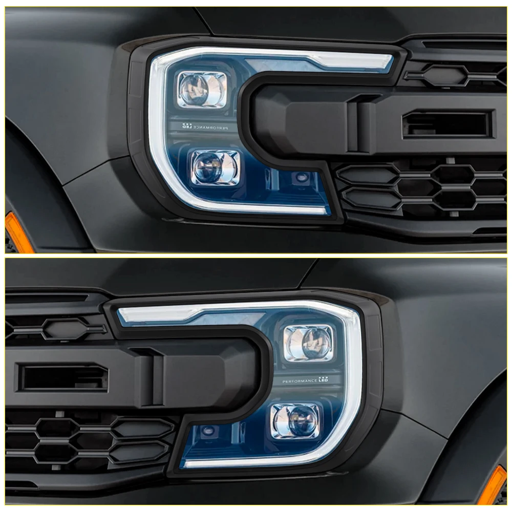 4PCS Matte Black Tail Lights Lamp Cover Trim Head Light Cover For Ford Ranger Raptor 2023 2024 4x4 Car Nex Gen Accessories