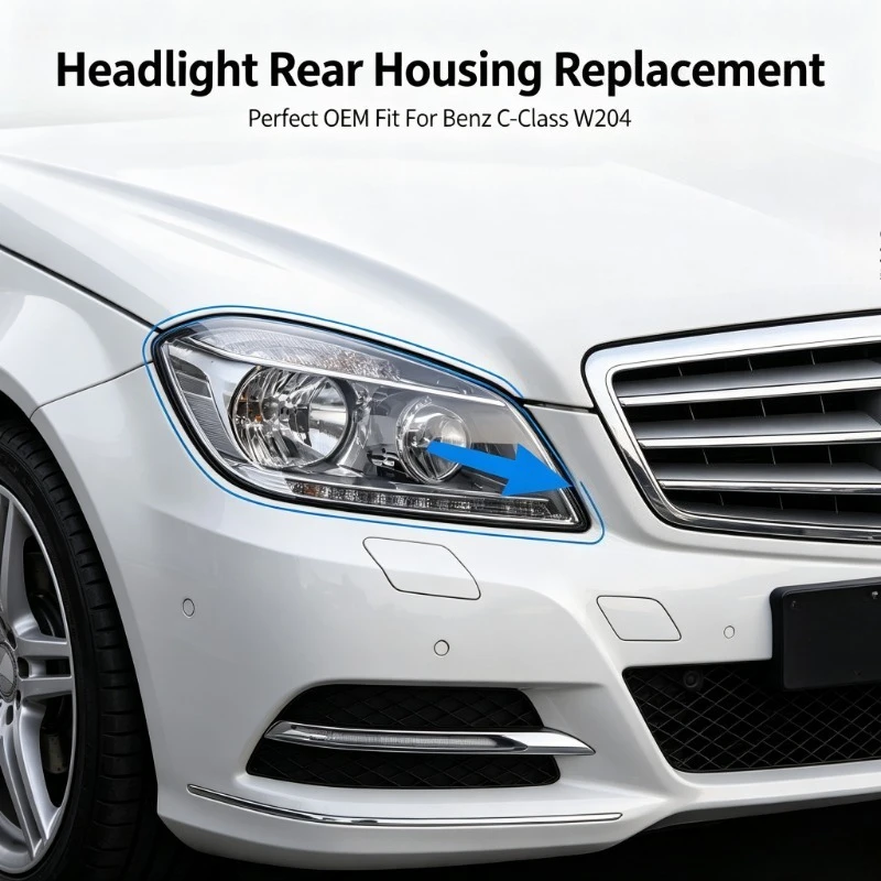 Moggic Car Headlamp Rear Base Housing For C-Class W204 11-14 Left Right Low Spec / High Spec Back Shell
