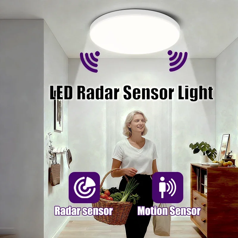 

Radar Sensor Light 220V Motion Detection for Garage Room Hallways Aisle LED Ceiling Lights Stair Balcony Energy Efficient Light