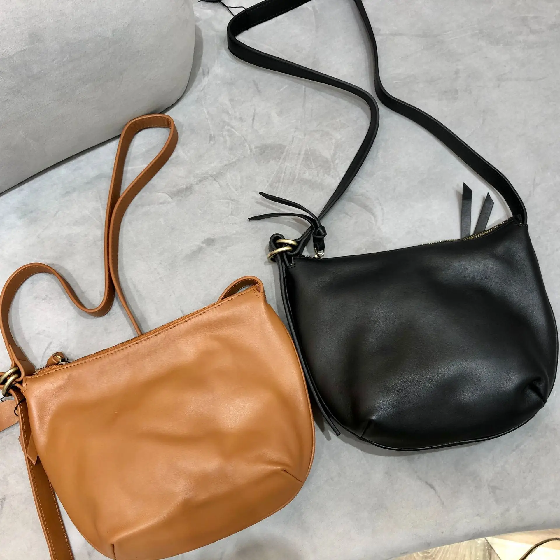 Simple Natural Leather Crossbody Bag Women Shoulder Bags Vintage Real Genuine Cowhide Handbags and purses Small Female Bag Solid