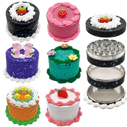 2.5 Inch Fake Cake Metal Spice Grinder Herb Herbal 63MM 4 layer Cute Strawberry Cherry White Grinder 2.5