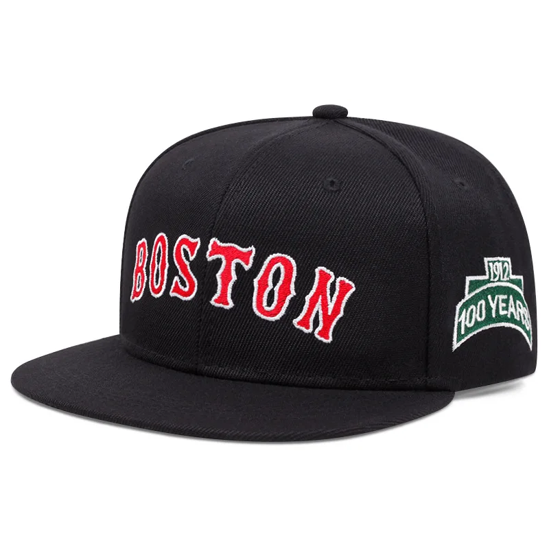 Boston Embroidered Baseball Hat Outdoor Sports Flat brim Hat Summer Sunshade Hip Hop Hat Street Dance Bicycle