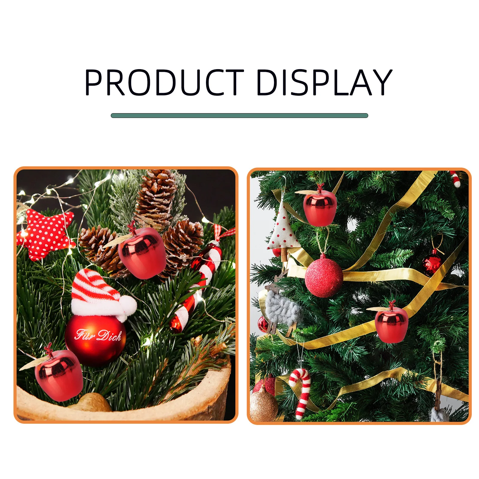 

24pcs Christmas Apple Decorations Plastic Pendant Ornaments For Tree Wreath Rattan Hanging Xmas Decor Home Festival Gift