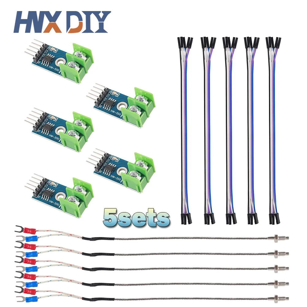 5sets DC 5V MAX6675 Module + K Type Thermocouple Temperature Sensor M6 for Arduino Raspberry Pi