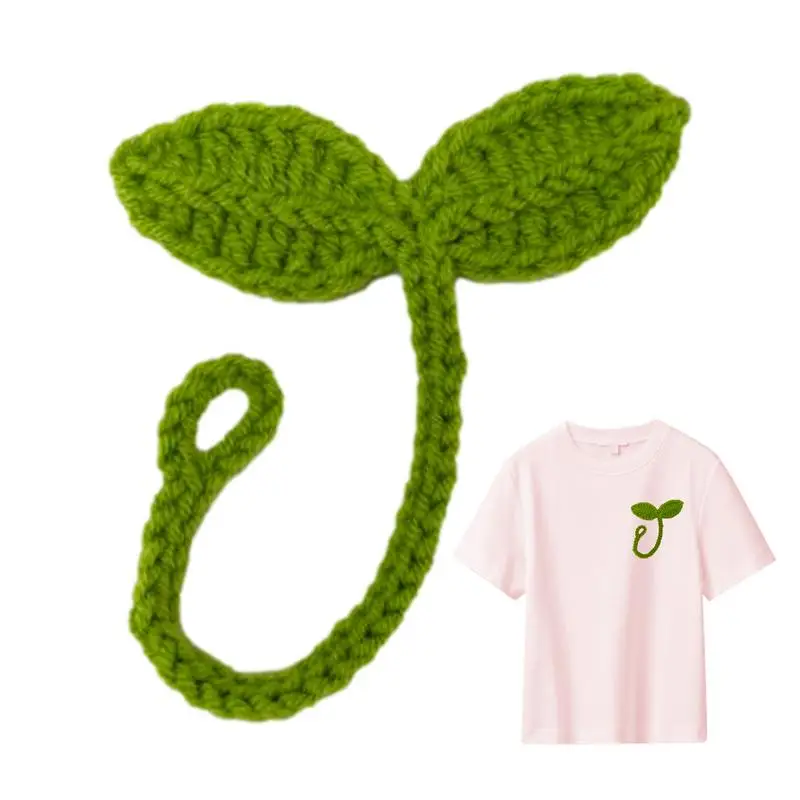 Handmade Crochet Leaf Sprout Multifunctional Bookmark Leaf Decor Green Crochet Accessories DIY Craft Gift For Holidays New Year