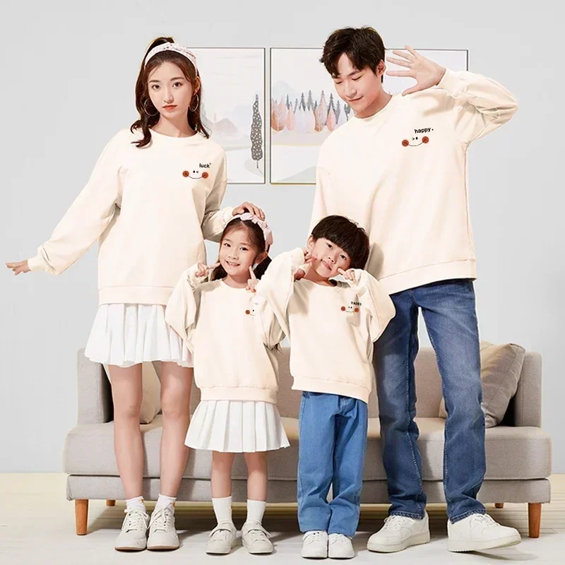 Mom Baby Matching Family Outfits Dad Son Sweatshirts Letters Printed Shirts Winter Mother Daughter Kids Tops Couple Pullovers