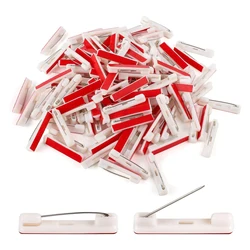 100Pcs Badge Crafting Plastic Adhesive Pin Backs DIY Self-Adhesive Bar Safety Name Tag Sticker Labels Decorative Pins Accessorie