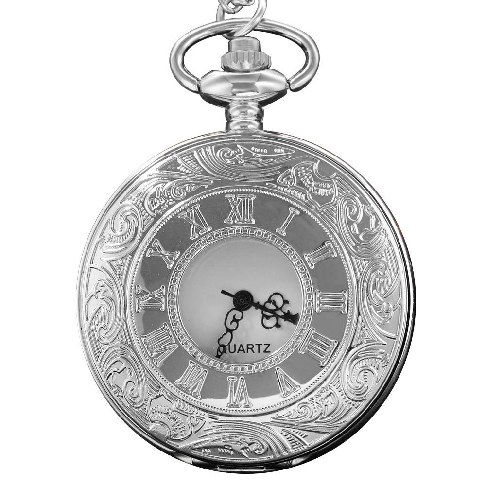 ساعة جيب كوارتز مجوفة فضية Steampunk كلاسيكية للرجال والنساء قلادة إكسسوارات هدية من الأحجار الكريمة للوقت