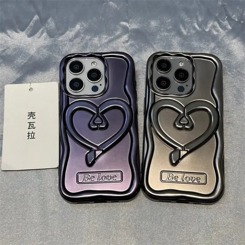 Fashionable luxury high-end electroplated love soft case 15promax phone case iPhone 15pro new 14 anti drop 13pro protective case