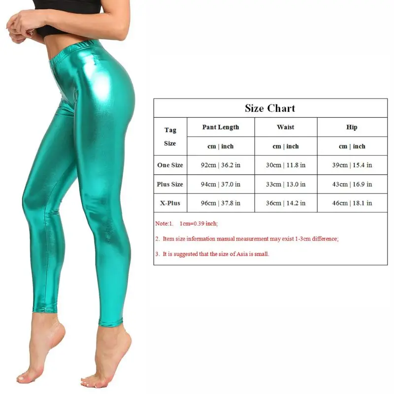 Shiny Women Metallic Leggings Candy Color Fitness Pants PU Slim Sport Trousers Sexy Dancing Party Jeggings Ladies Yoga Fit Pants