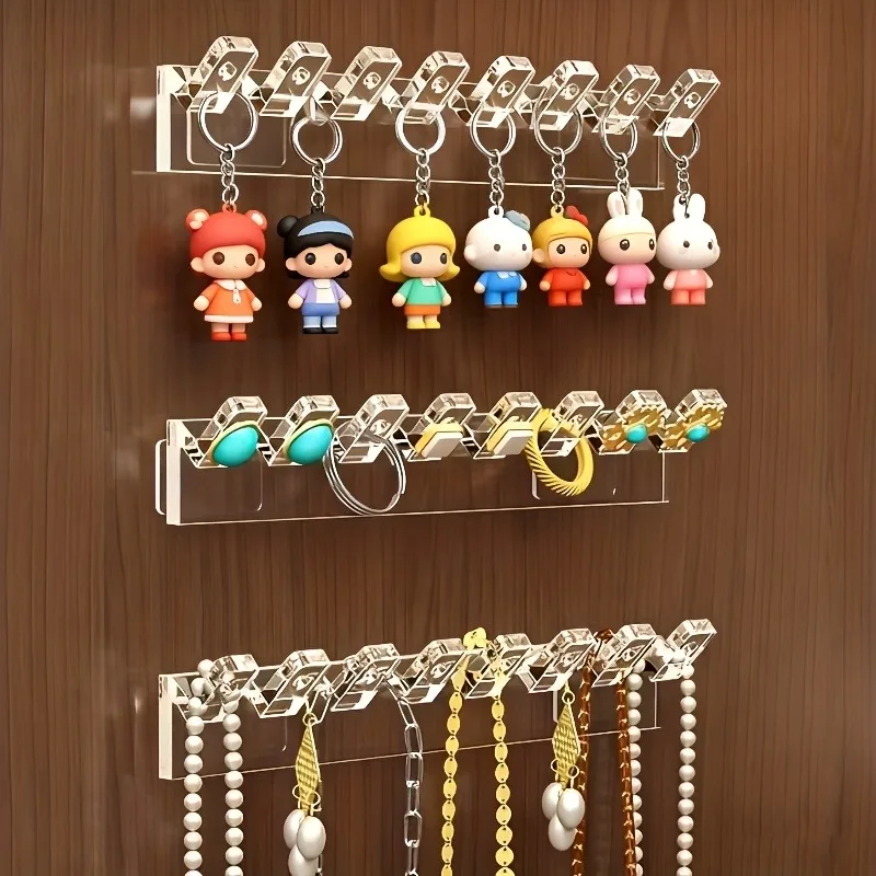 3 pces/6 pces pacote de parede transparente acrílico jóias organizador ganchos resistente polido plástico chaveiro ganchos de suspensão de parede