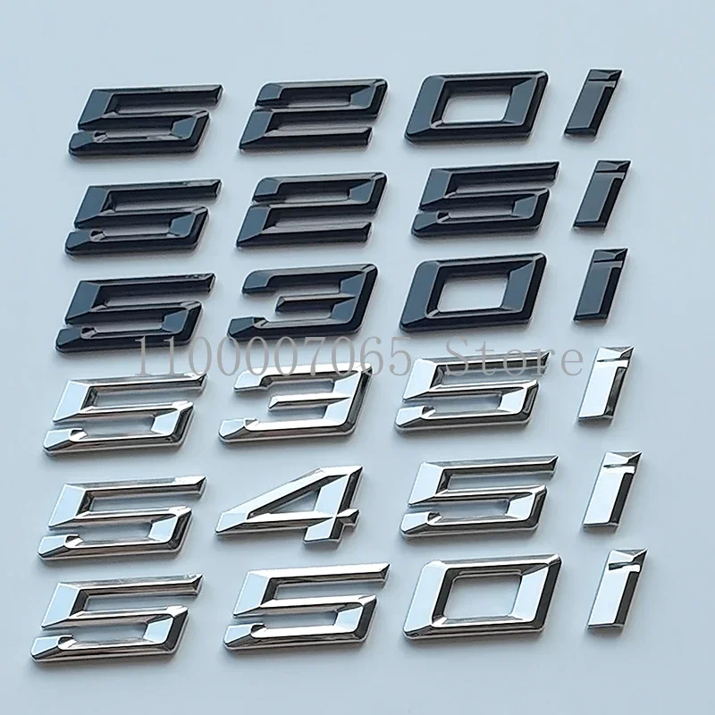 New Font Numbers Letters 520i 523i 525i 530i 535i 540i 550i GT Top ABS Emblem for 5 Series Car Trunk Nameplate Logo Sticker