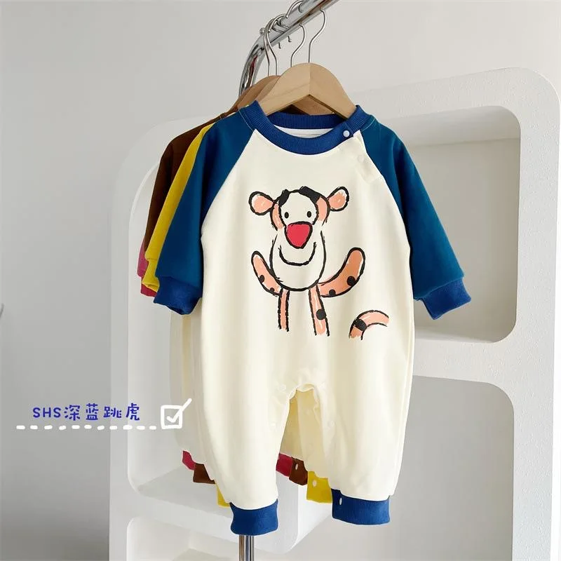 Cute Bear Printed Jumpsuits Toddler Baby Autumn Winter Onesies 0-24Months Girls Boys Outdoor Wear Cotton Long-sleeved Body Suit