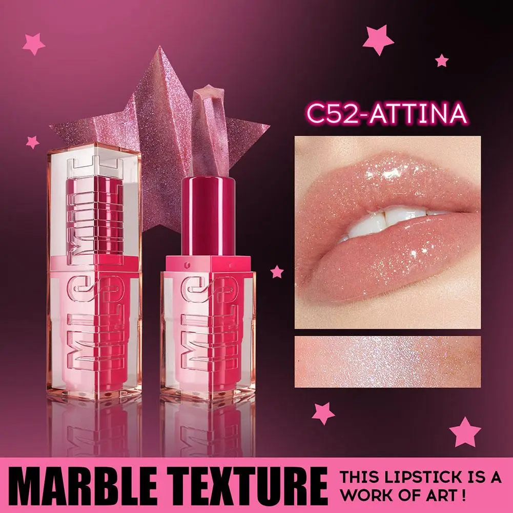 4Colors Star Glitter Lipstick Waterproof Lasting Diamond Pearlescent Lipstick Pearly Lipgloss Makeup Cosmetic