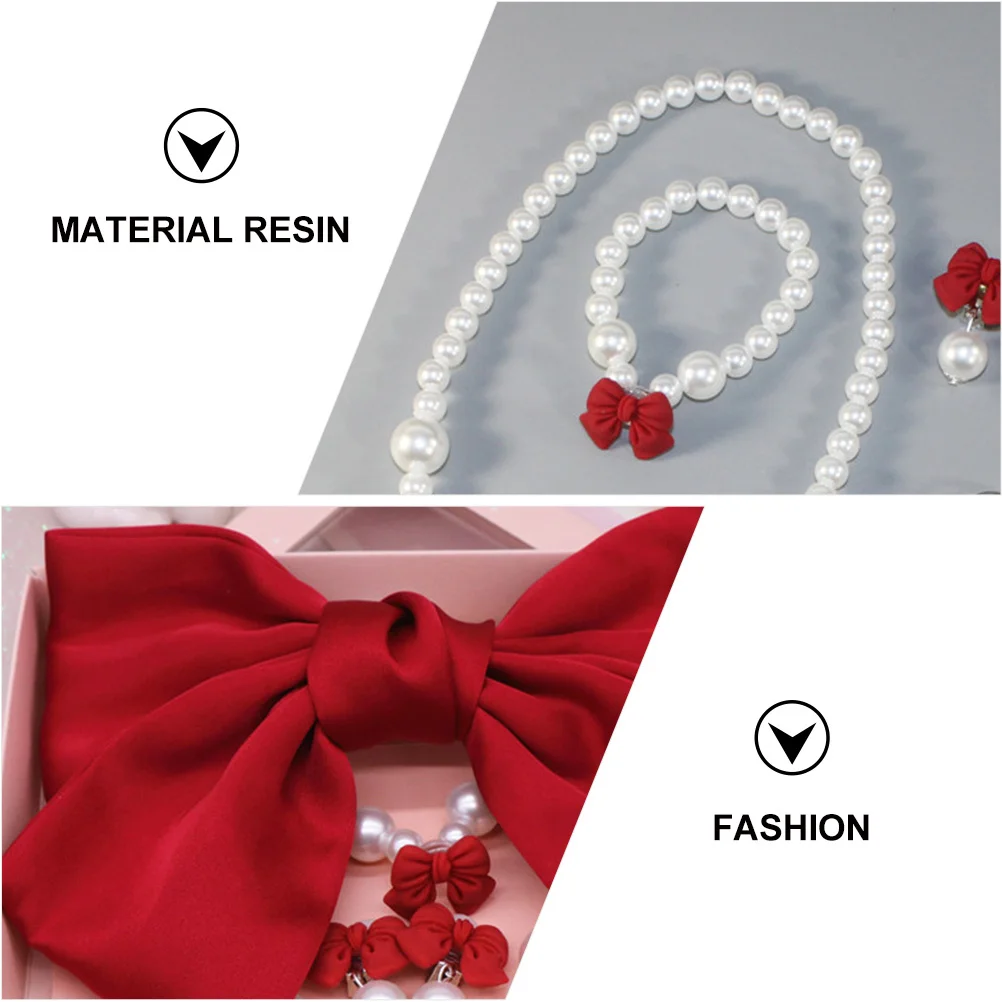 

1Set Children Jewelry Set Necklace Bracelet Ring Earring Bowknot Hair Clip Chic Kids Party Favor Accessories for Girls Outfits