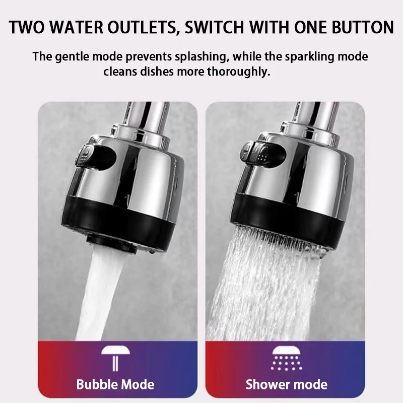 Sink Faucet 360° Rotatable Universal Kitchen Faucet 2 Outlet Modes Silicone Faucet