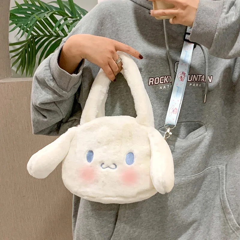 Ins niedlichen weißen weichen Plüsch Umhängetasche modische Mädchen Cartoon Handtasche Hund süße weibliche Tasche Sanrio Cinna moroll Kawaii