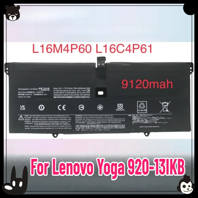 

New L16M4P60 L16C4P61 7.68V Laptop Battery For Lenovo Yoga 920 920-13IKB 920-131KB 920-13IKB-80Y7 80Y8 81TF Ideapad Flex Pro-13I