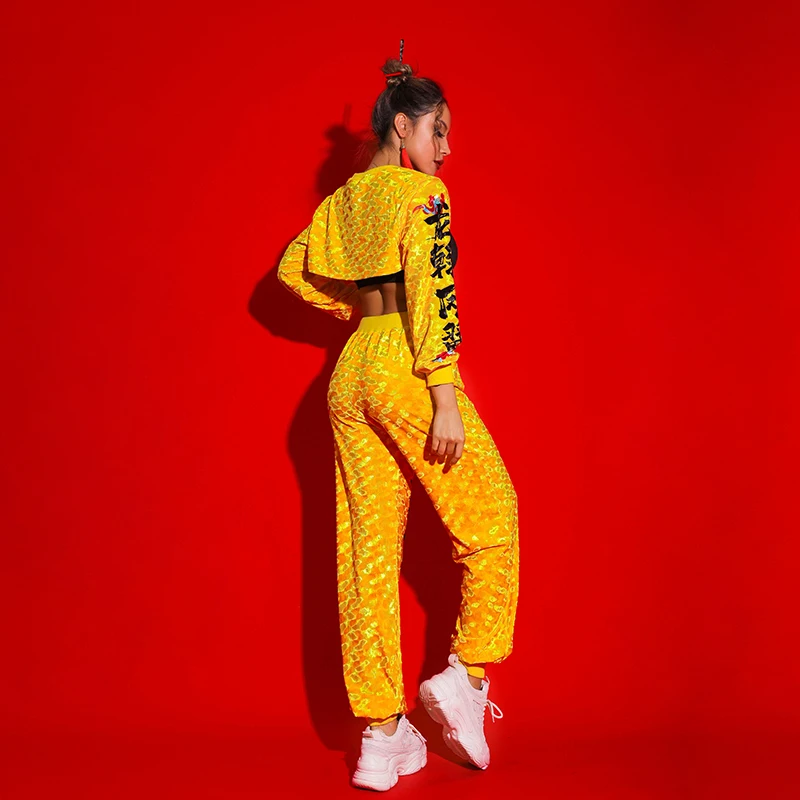 여성 재즈 연습복 긴 바지 공연 의상 K- 댄스웨어 여성 그룹 공연 의상 섹시한 무대 의상